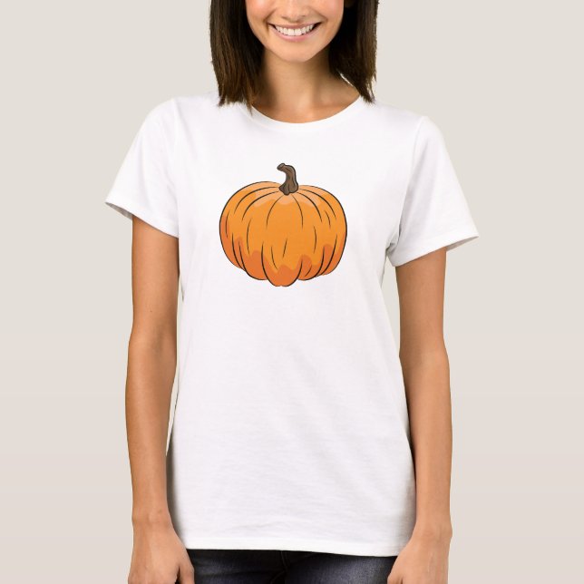 Orange Cartoon Pumpkin Illustration T-Shirt (Vorderseite)