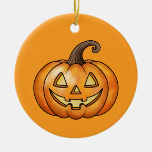 Orange Cartoon Pumpkin mit benutzerdefiniertem Tex Keramik Ornament