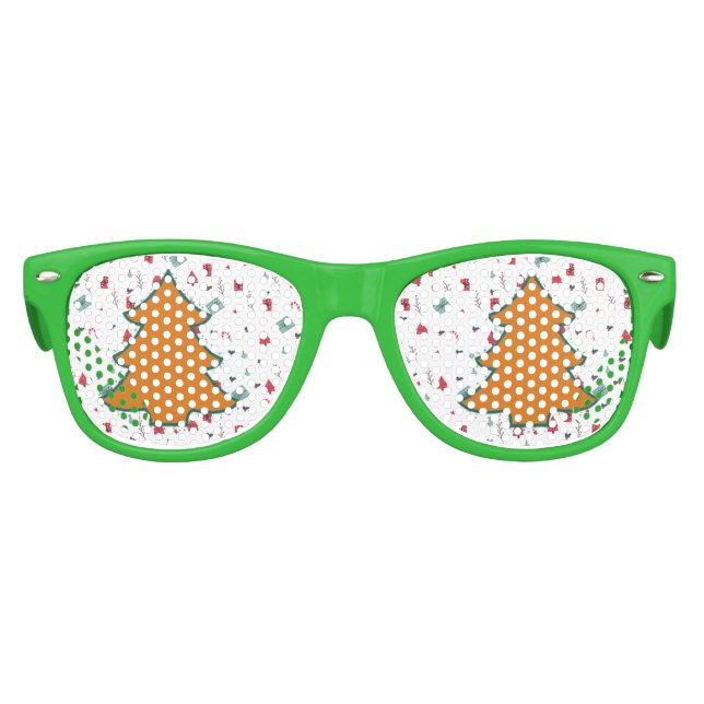 Orange Cartoon Weihnachtsbaum Aviator Sonnenbrille (Vorderseite)
