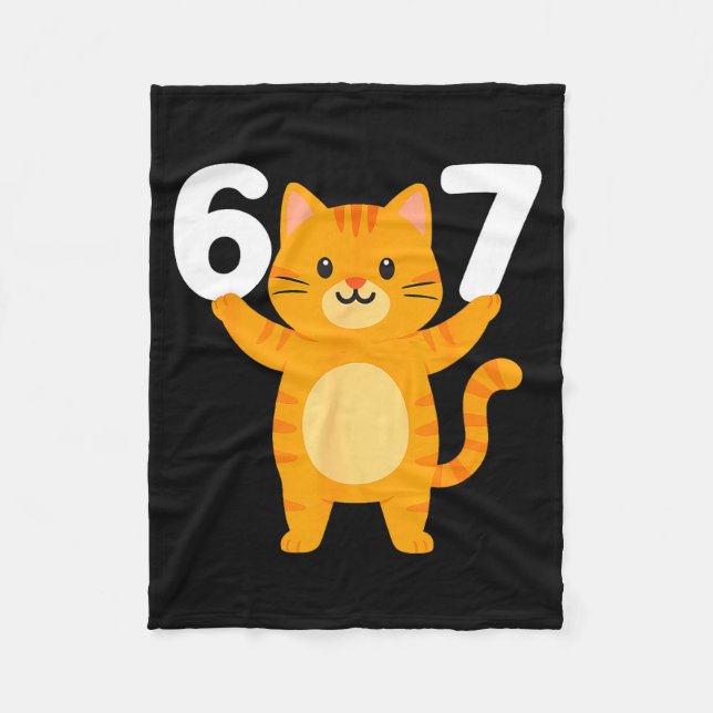 Orange Cat 67 Meme Six Seven Funny Cat Lover  Fleecedecke (Vorderseite)