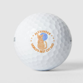 Orange Cat and Moon Cat Lover Funny Cat Vater Golfball