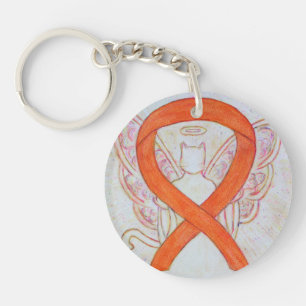 Orange Cat Awareness Ribbon Angel Custom Key Chain Schlüsselanhänger