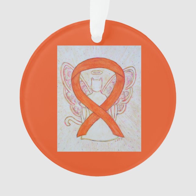 Orange Cat Awareness Ribbon Angel Ornamente (Vorderseite)