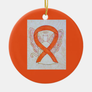 Orange Cat Awareness Ribbon Angel Ornamente