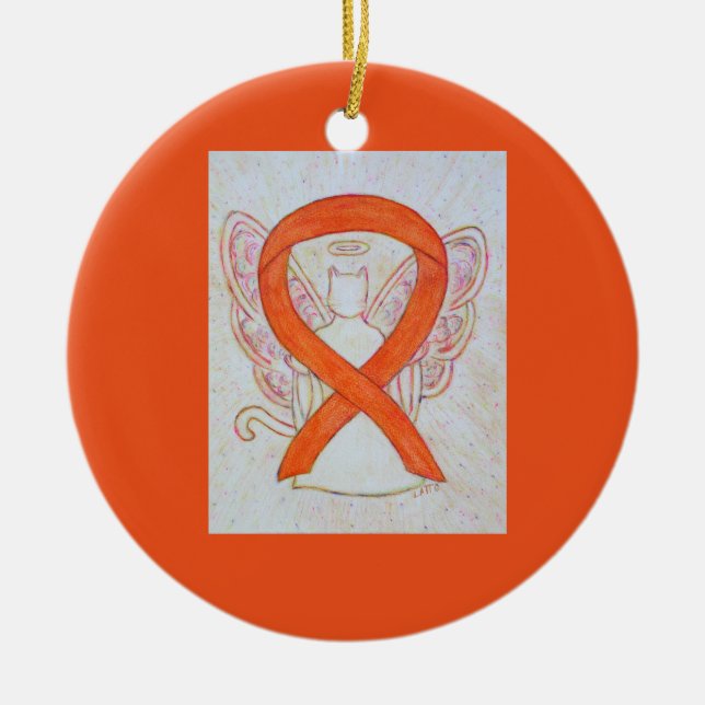 Orange Cat Awareness Ribbon Angel Ornamente (Vorne)