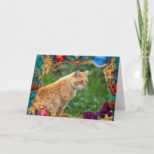 Orange Cat Christmas Card Karte