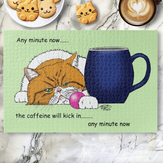 Orange Cat Coffee Tasse Blue Puzzle (Von Creator hochgeladen)