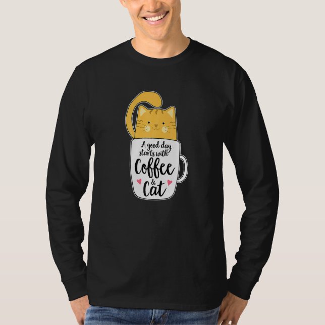 Orange Cat Coffee Tasse Chat T-Shirt (Vorderseite)
