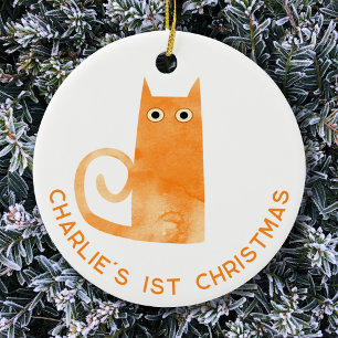 Orange Cat First Christmas Personalisiert Keramik Ornament