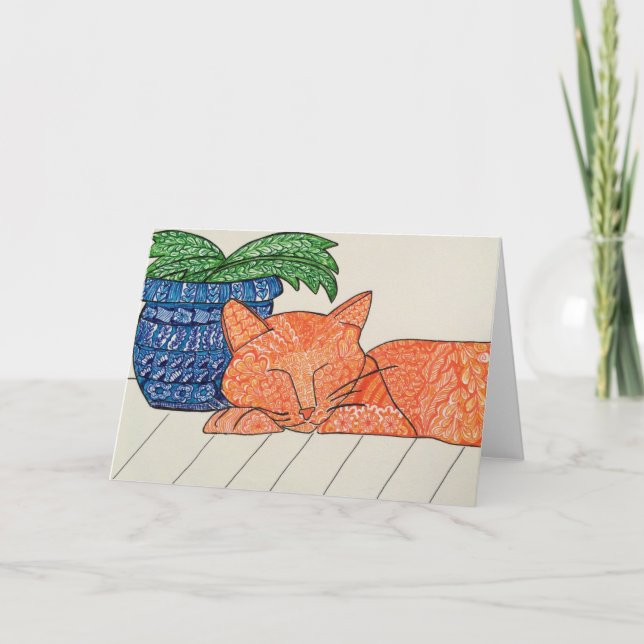 Orange Cat Grußkarte Karte (Vorderseite)