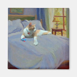 Orange Cat im Bett Magnet