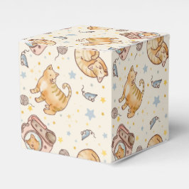 Orange Cat in a Backpack, Stars, and Yarn Geschenkschachtel