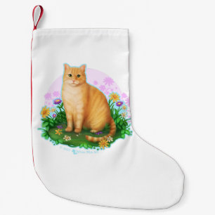 Orange Cat in the Flower Patch Kleiner Weihnachtsstrumpf