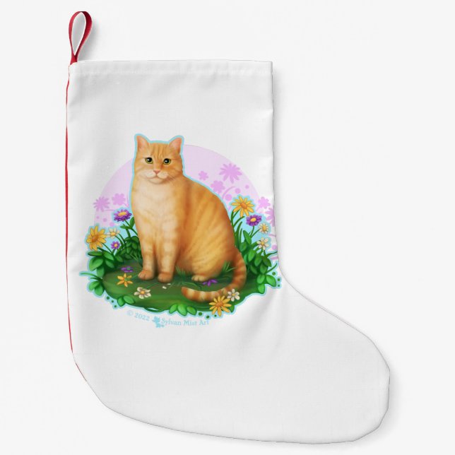 Orange Cat in the Flower Patch Kleiner Weihnachtsstrumpf (Vorderseite)