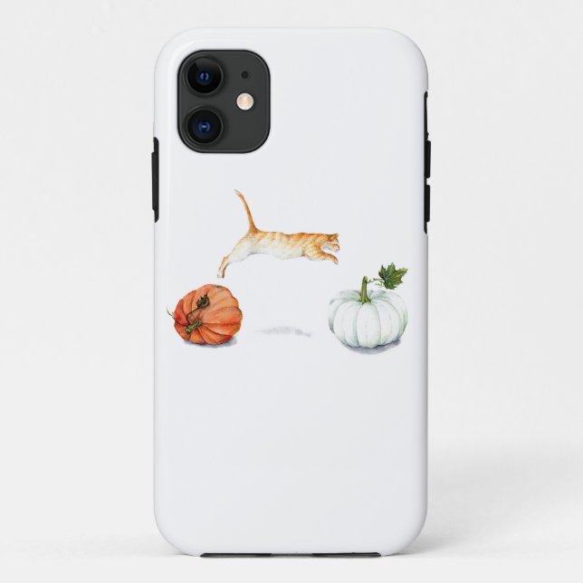 Orange Cat Jumping between Pumpkins Case-Mate iPhone Hülle (Rückseite)
