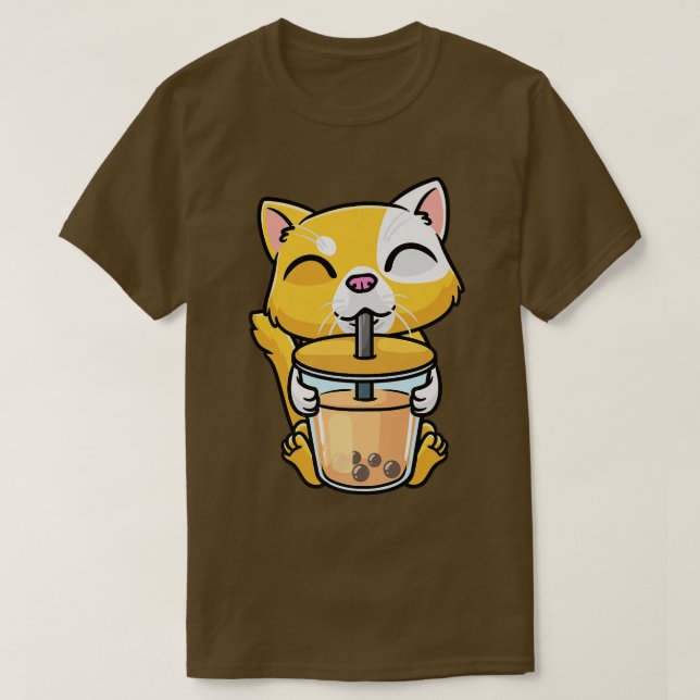Orange Cat Kawaii Drinking Bubble Tee Milk Boba Me (Design vorne)