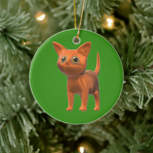 Orange Cat Keramik Ornament