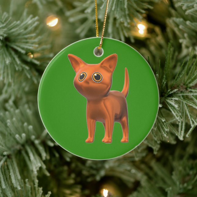 Orange Cat Keramik Ornament (Baum)