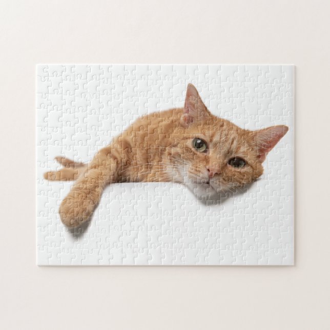 Orange Cat Lay Down Puzzle (Horizontal)