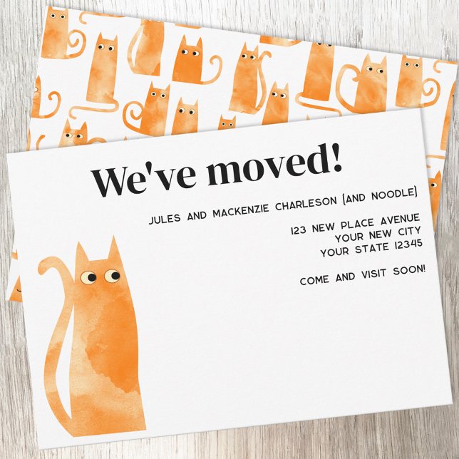 Orange Cat Moving New Zuhause Ankündigung (Personalized orange cat watercolor moving new home change of address announcement card)