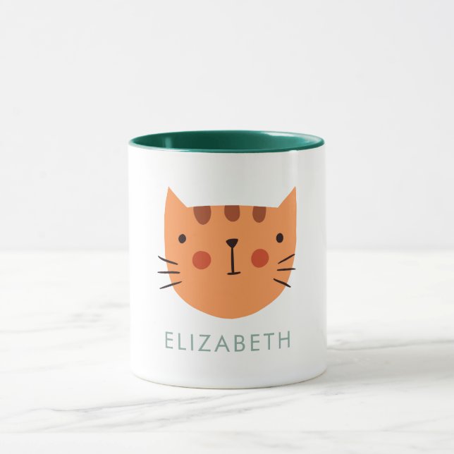 Orange Cat Niedlich Individuelle Name Tasse (Zentrum)