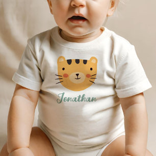 Orange Cat Niedlicher Individuelle Name Baby T-shirt