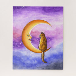 Orange Cat on Moon 673 Puzzle