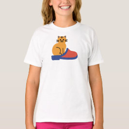 Orange Cat on Slipper T-Shirt