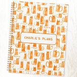 Orange Cat Personalisiert Planer<br><div class="desc">Spaß kleine Aquarellorange Ingwerkatzen. Originelle Kunst von Nic Squirrell. Ändern Sie den Text,  um ihn zu personalisieren.</div>