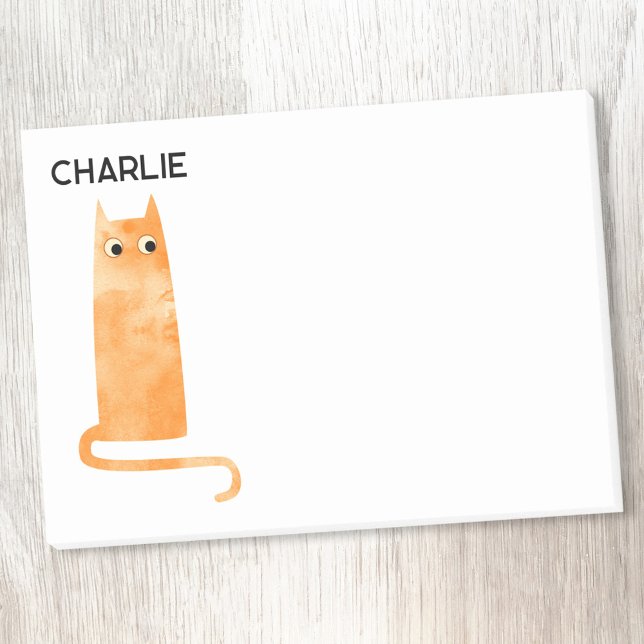 Orange Cat Personalisiert Post-it Klebezettel (Watercolor orange cat fun personalized name Post It notes)
