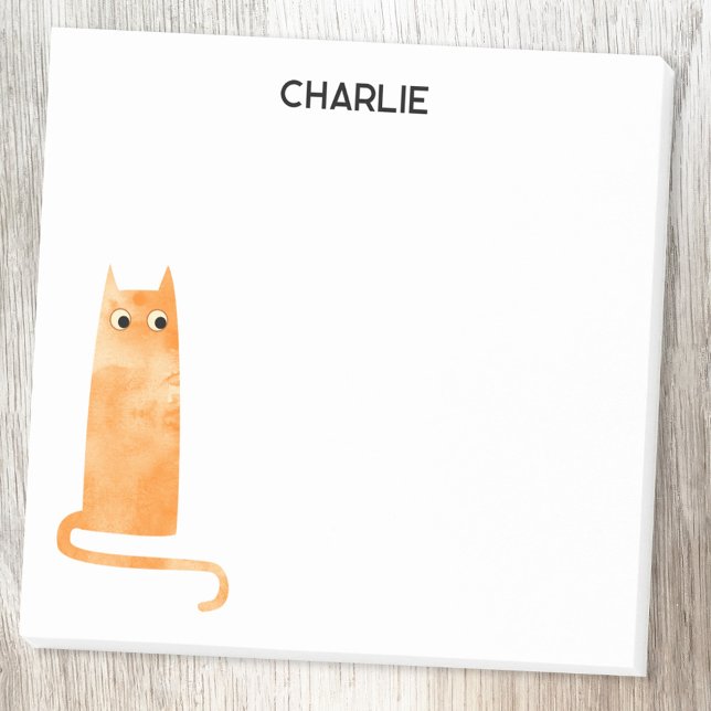 Orange Cat Personalisiert Post-it Klebezettel (Orange Ginger Cat personalized custom name Post-it sticky notes)