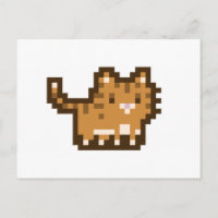 Orange Cat Pixel Art Postcard