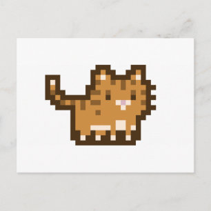 Orange Cat Pixel Art Postcard Postkarte