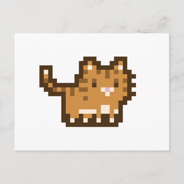 Orange Cat Pixel Art Postcard Postkarte (Vorderseite)