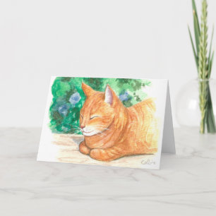 "Orange Cat Relaxing." Grußkarte Karte