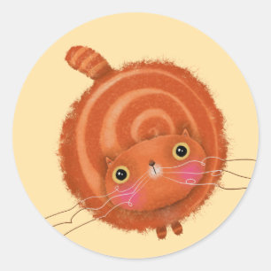 Orange Cat Runder Aufkleber