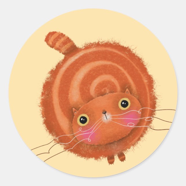 Orange Cat Runder Aufkleber (Vorderseite)