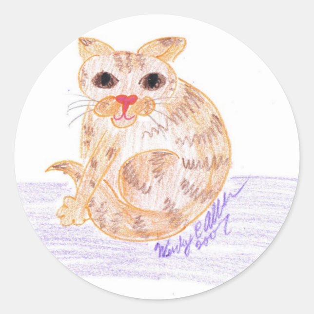 Orange Cat Runder Aufkleber (Vorderseite)