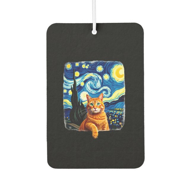 Orange Cat Selfie  Starry Night Cat Mom Cat Lovers Autolufterfrischer (Vorderseite)