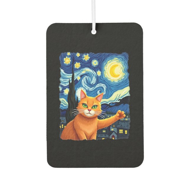Orange Cat Selfie  Starry Night Cat Mom Cat Lovers Autolufterfrischer (Vorderseite)