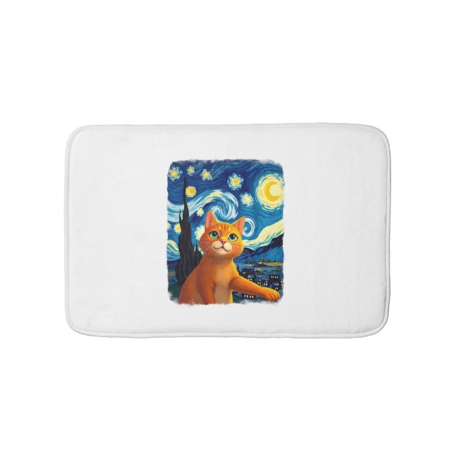 Orange Cat Selfie  Starry Night Cat Mom Cat Lovers Badematte (Vorderseite)