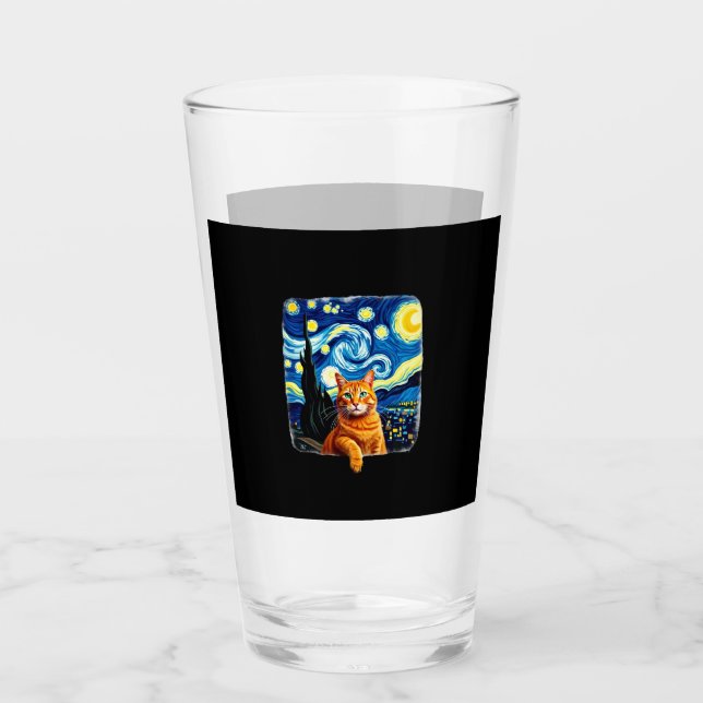 Orange Cat Selfie  Starry Night Cat Mom Cat Lovers Glas (Vorderseite)