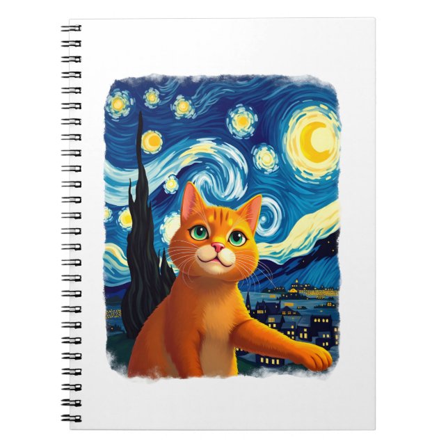 Orange Cat Selfie  Starry Night Cat Mom Cat Lovers Notizblock (Vorderseite)
