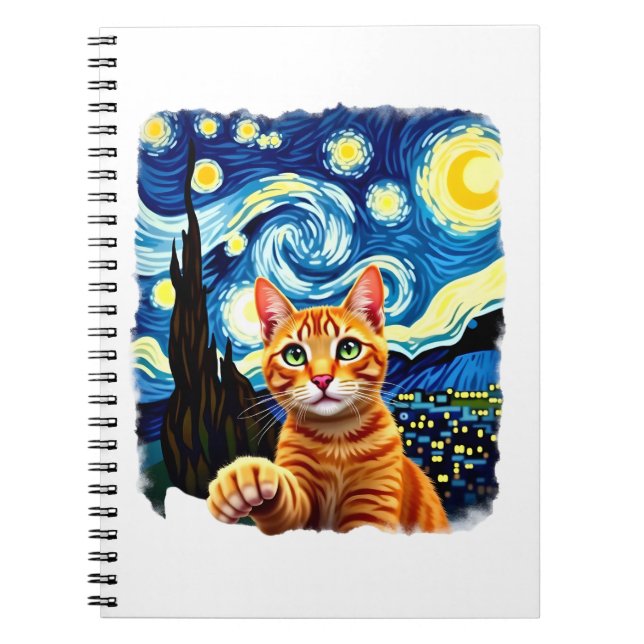 Orange Cat Selfie  Starry Night Cat Mom Cat Lovers Notizblock (Vorderseite)