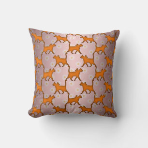 Orange Cat Silhouette Pattern Kissen