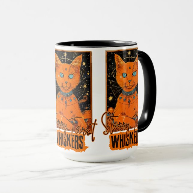 Orange Cat Tarot Magie | Kosmische Kunst Tasse (VorderseiteRechts)