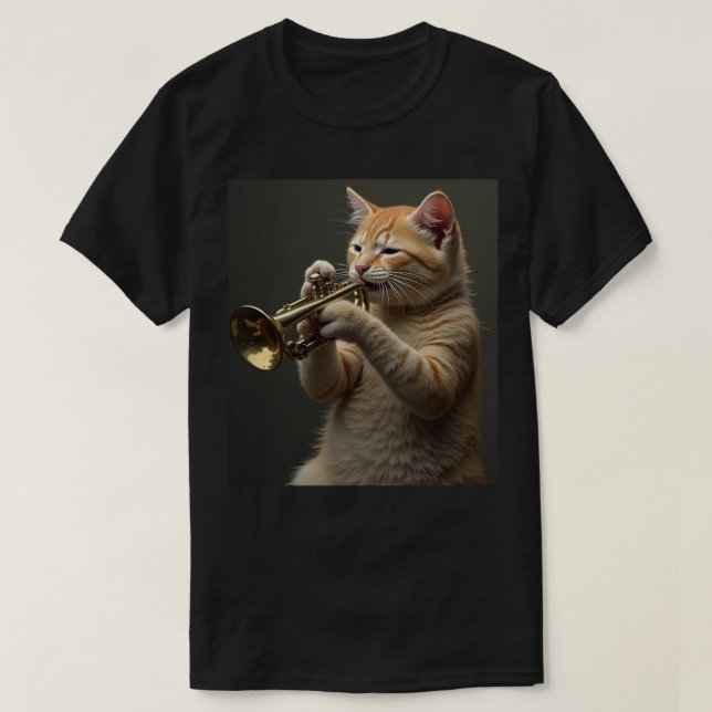 Orange Cat Trumpet Player T-Shirt (Design vorne)