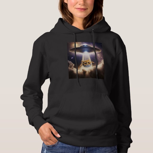 Orange Cat UFO Space Alien  Cute Kitten Beam Up Hoodie (Vorderseite)
