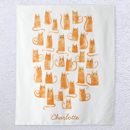 Orange Cat Wasserfarbe Personalisiert Wandteppich
