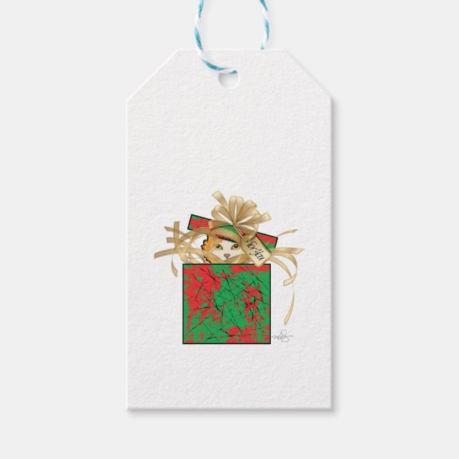 Orange Cat Weihnachtsgeschenk Geschenkanhänger (Vorderseite)